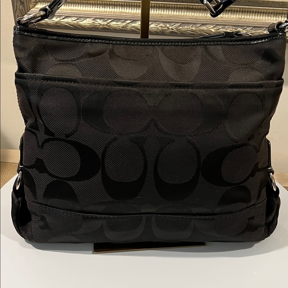 Coach Kyra Signature Flap Dark Brown Crossbody Shoulder Bag with Flower Charm - Picture 7 of 17